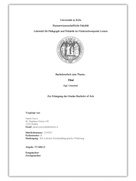 Deckblatt Hausarbeit Beispiel: Gratis Vorlage & Tipps für Studierende! 1 Deckblatt Uni Köln